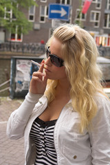blonde with cigarette