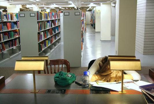 student asleep at desk