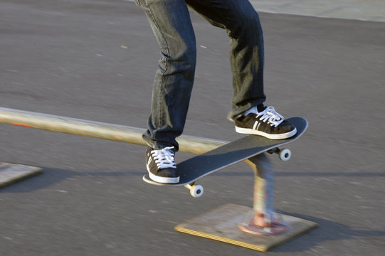 skateboard rail slide