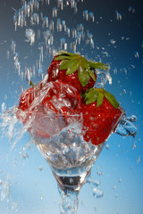 berry, strawberries with ice