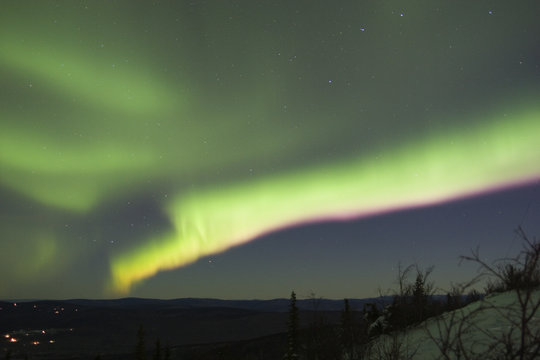 colorful aurora band in the night sky