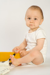 toddler and rocking horse