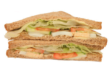 two homemade egg salad sandwiches