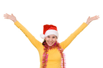 happy girl in santa's hat