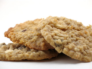 three homemade oatmeal cookies