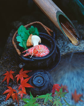 japanese earthenware autumn still-life