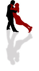 Fototapeta na wymiar dance couple silhouettes