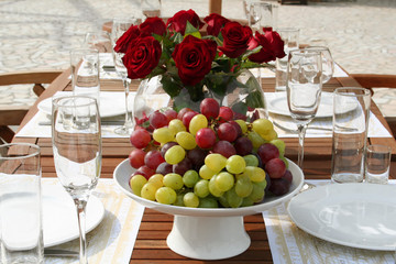 rose on celebration table