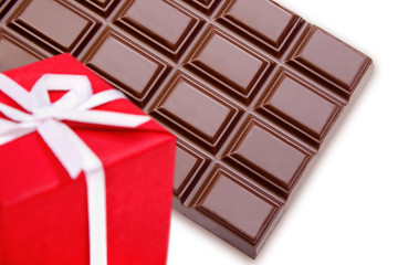 chocolate gift over white