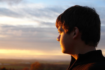 Fototapeta premium blick zum sonnenuntergang