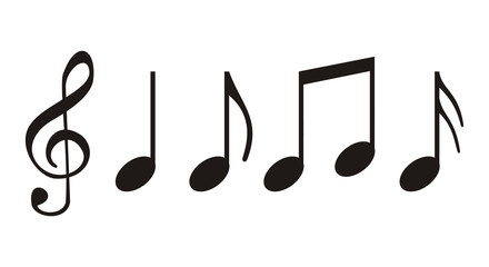 Fototapeta premium violin key and four kind of notes isolated on white