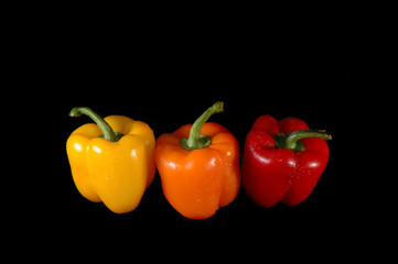 red, orange and yellow paprikas