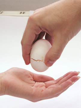 hands crash shell egg