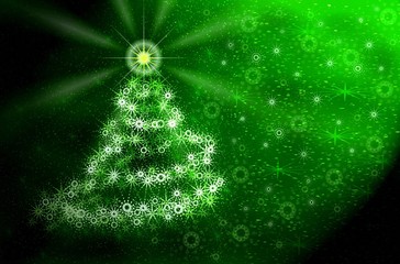 christmas tree . green magic light