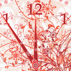 new year's floral clock background