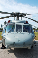 Fototapeta na wymiar front view of navy helicopter