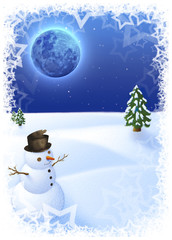 snowman under the moon