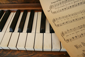 Fototapeta premium piano keyboard and sheet music