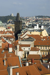 prague rooftops with powder tower