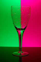 glass on neon background