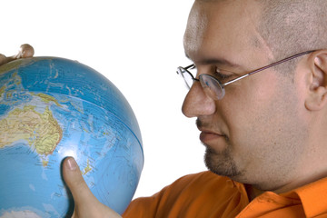 man with globe