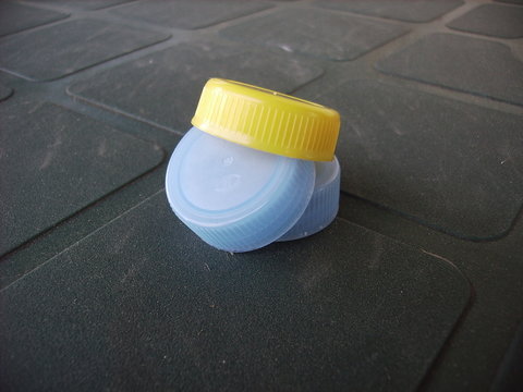 Blue & Yellow Plastic Bottle Tops