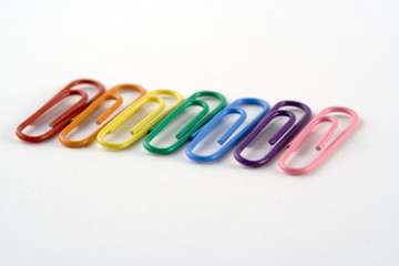 line of coloured paperclips