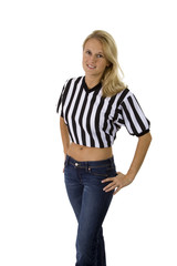 Fototapeta premium beautiful blonde woman in a referee shirt