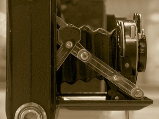 vintage camera with bellows