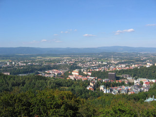 karlovy vary's view from a mountain.