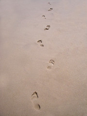 Fototapeta na wymiar footsteps in the sand