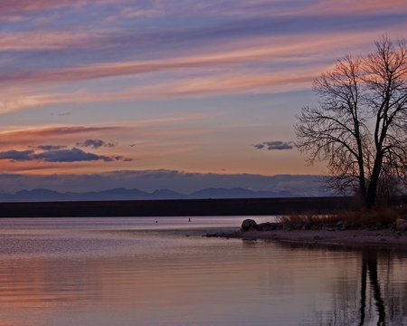 cherry creek lake at sunset