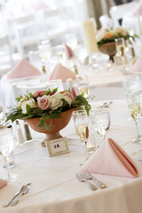 wedding tables set for fine dining