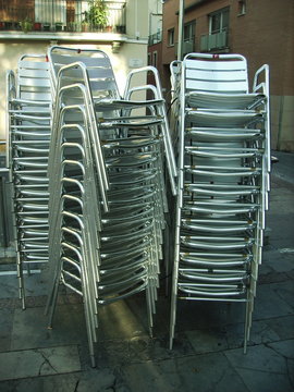 Stacked Cafe Aluminum Chairs