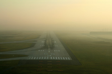 runway in the fog