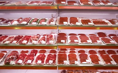 Acrylic kitchen splashbacks Meat meat in shop