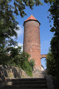 old tower and wall - trzebiatow - poland