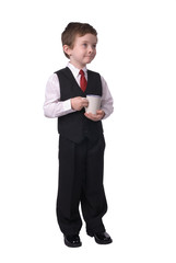 boy business man with coffee