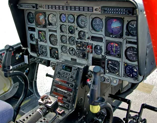 Aluminium Prints Helicopter helicopter cockpit and control panel