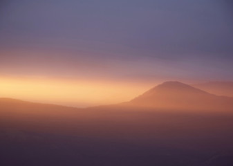 Fototapeta na wymiar peaceful sunset in mountain