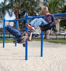 boys on swings