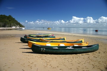 Fototapeta premium canoes on beach
