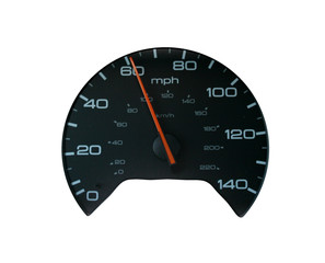 speedometer at 60 mph 100 kph on white