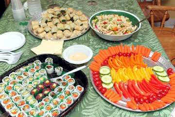 buffet table at party