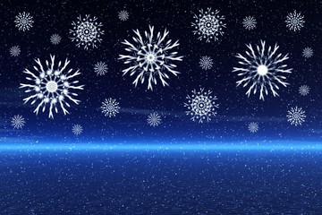 landscape with snowflakes