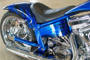 blue custom motor cycle