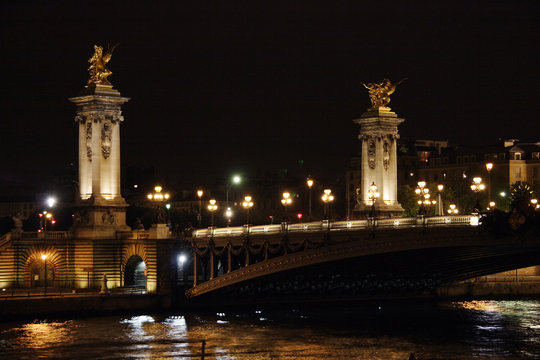 Fototapeta pont alexandre iii la nuit - paris