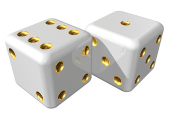 two dices on a white background