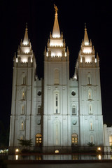 mormon temple at night