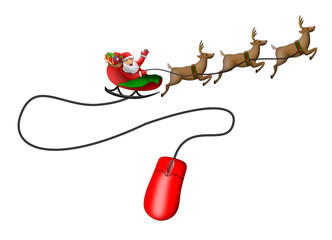 computer mouse with santa on a sleigh